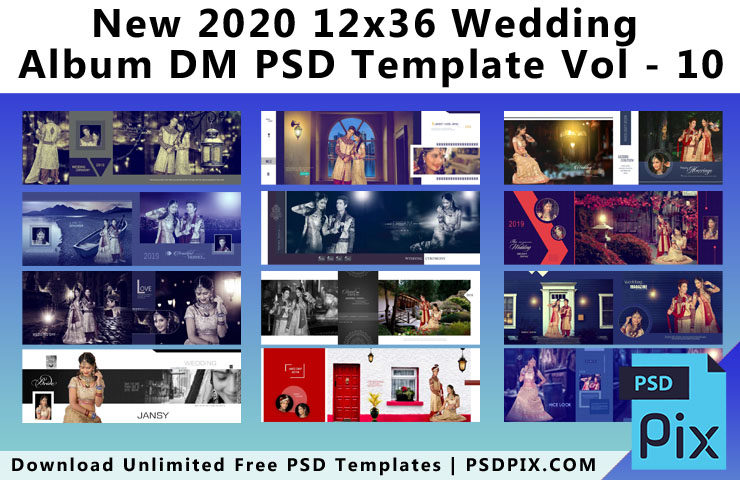 New 2020 12x36 Wedding Album DM PSD Template Vol - 10