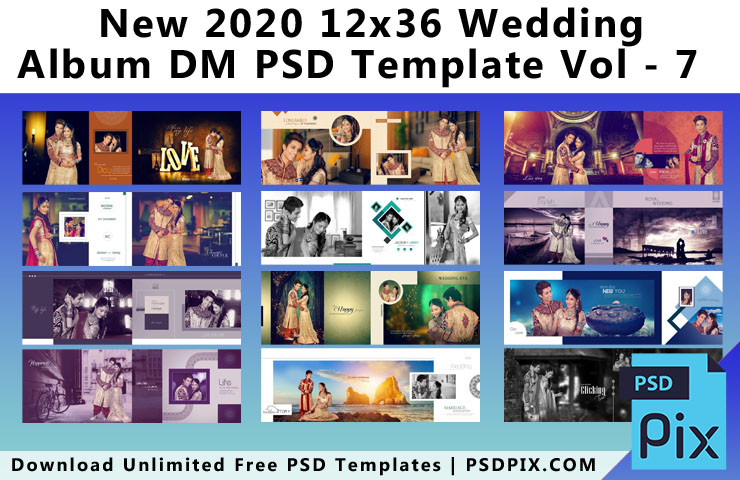 New 2020 12x36 Wedding Album DM PSD Template Vol - 7
