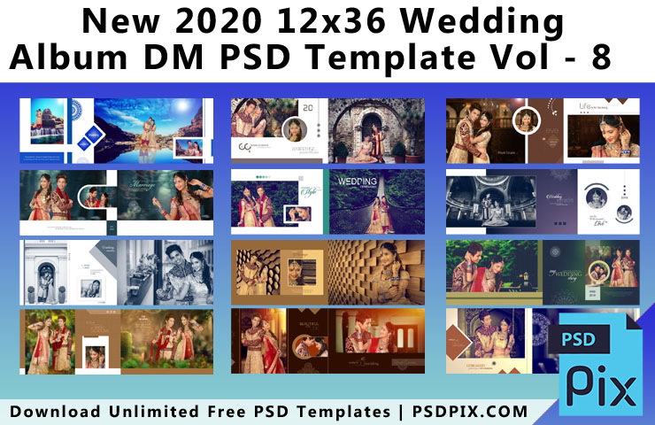 New 2020 12x36 Wedding Album DM PSD Template Vol - 8