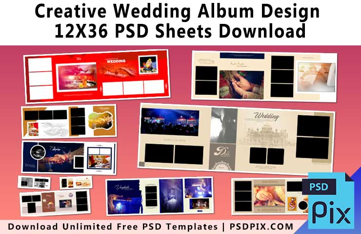 Creative Wedding Album Design 12X36 PSD Sheets Download